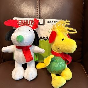 Peanuts Charlie Brown’s Reindeer Snoopy and Woodstock Soft Pet Toys BRAND NEW!!